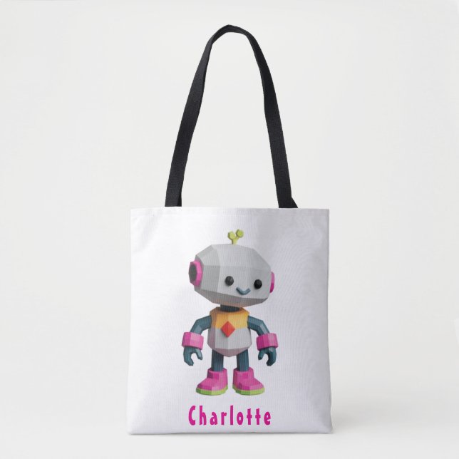 Bolsa Tote Robôs Crianças Personalizáveis (Frente)