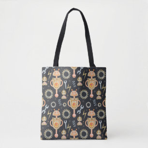 Bolsa Tote Robôs de padrão sem costura com Watercolor