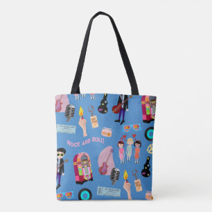 Bolsa Tote Rocha e Roll Oldies Cartoon Bonito Padrão de Dive