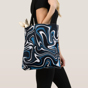 Bolsa Tote Rochas Azuis, Pretas e Brancas