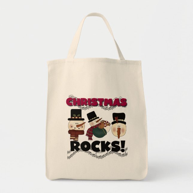 Bolsa Tote Rochas de Natal de Snowmen (Frente)
