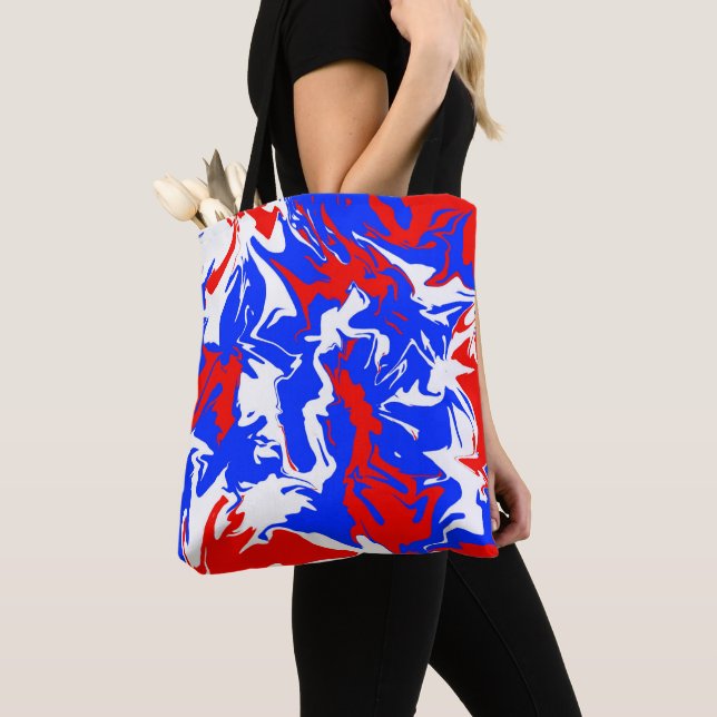 Bolsa Tote Rochas de vermelho, branco e azul (Close Up)
