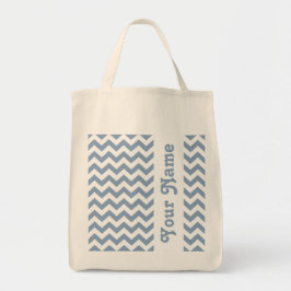Bolsa Tote Rock Blue Safari Chevron com nome personalizável