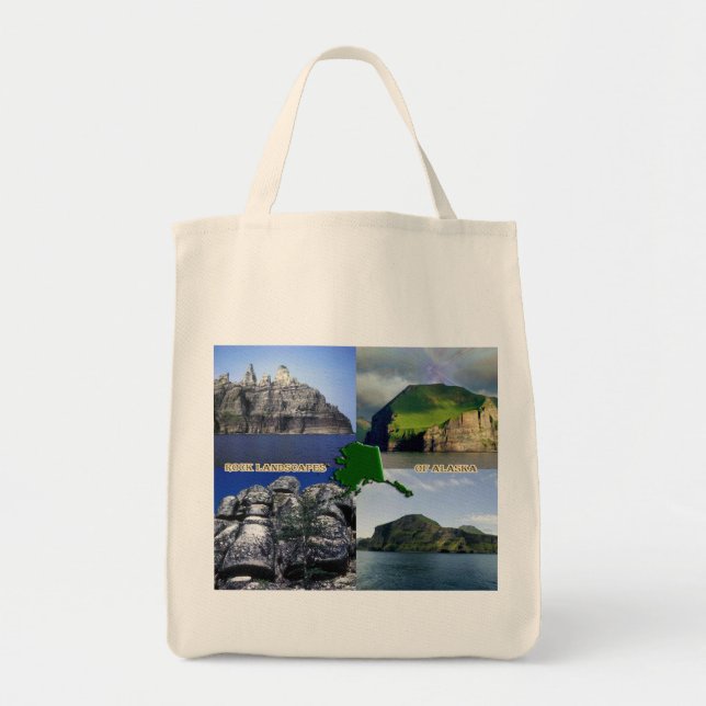Bolsa Tote Rock Landscapes da Colagem do Alasca (Frente)