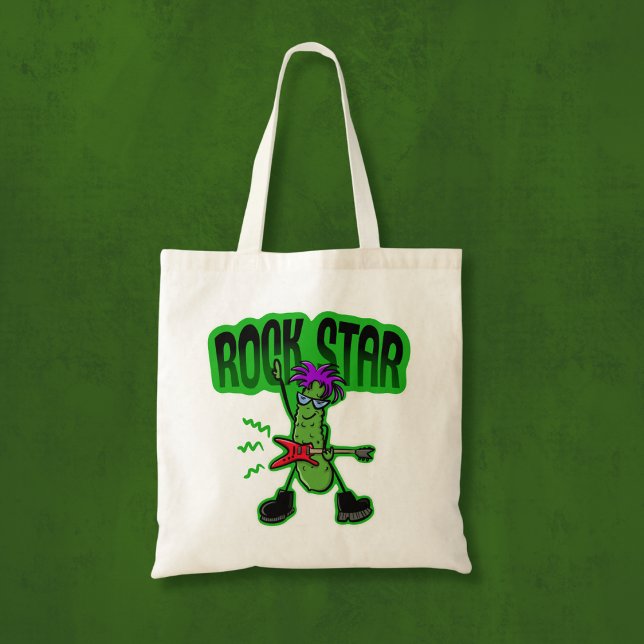Bolsa Tote Rock Star Pickle - Cartoon Engraçado (Criador carregado)