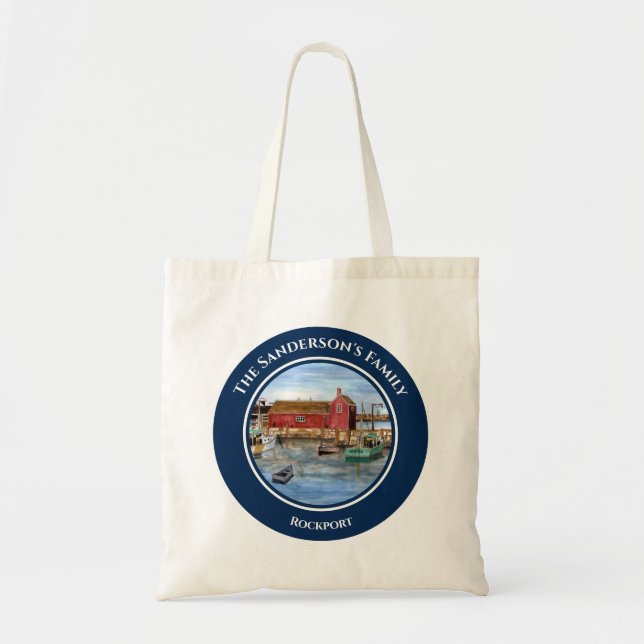 Bolsa Tote Rockport Harbour Massachusetts New England Paintin (Frente)