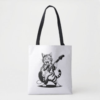 Bolsa Tote Rockstar Cat Guitar Solo – Funny Music Lover Gift