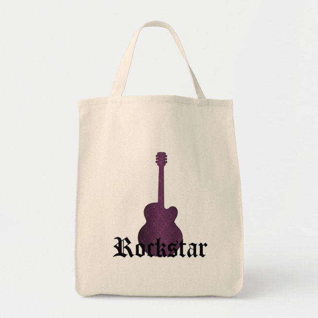 Bolsa Tote Rockstar Damask Guitar Bag, Roxo (Frente)