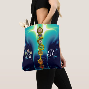 Bolsa Tote ROD ASCLEPIUS 7 CHAKRAS,YOGA SPIRITUAL ENERGY Blue