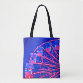 Bolsa Tote Roda-férris azul e vermelha