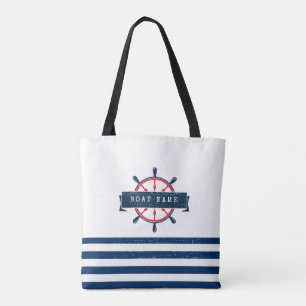 Bolsa Tote Roda Náutica De Barco, Marinho Blue Stripes