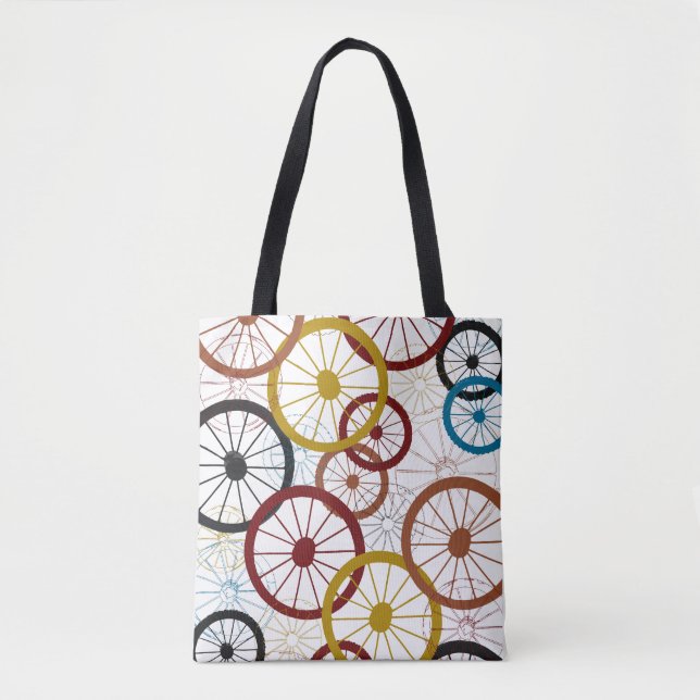 Bolsa Tote Rodas de bicicleta coloridas (Frente)