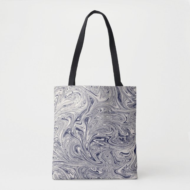 Bolsa Tote Rodovalho Azul e Branco Elegante (Frente)