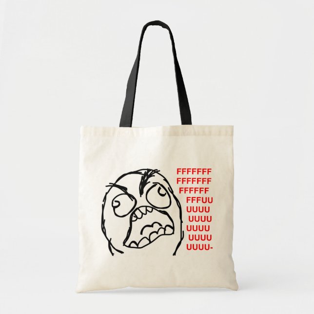 Bolsa Tote rofl cómico do lol do meme da raiva da cara da (Frente)