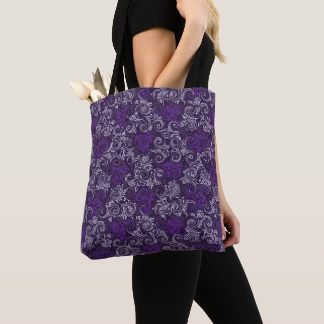 Bolsa Tote Roios Florais Roxos Vintage (Close Up)