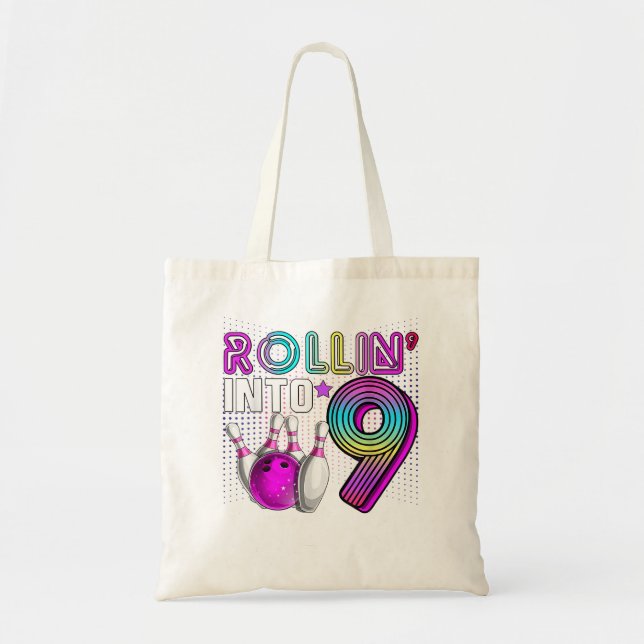 Bolsa Tote Rolando para 9 Boliches Festa de aniversário 9º an (Frente)