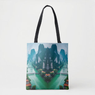 Bolsa Tote Rolo Cênico - Rio Esmeralda e Vista de Montanha