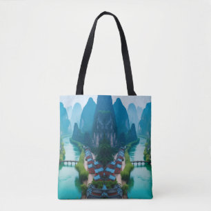 Bolsa Tote Rolo Cênico - Rio Esmeralda e Vista de Montanha