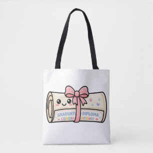 Bolsa Tote Rolo de Diploma de Formatura Kawaii Fofa