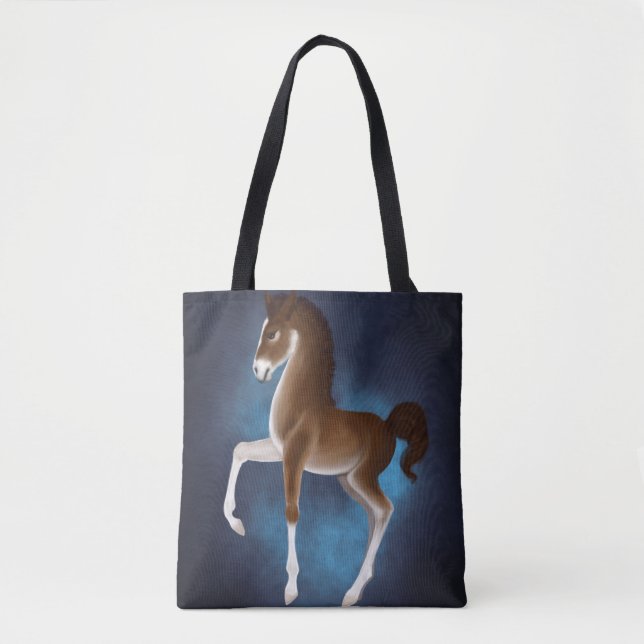 Bolsa Tote Rolo Firefly: Ventilador Luminescente em Azul (Frente)