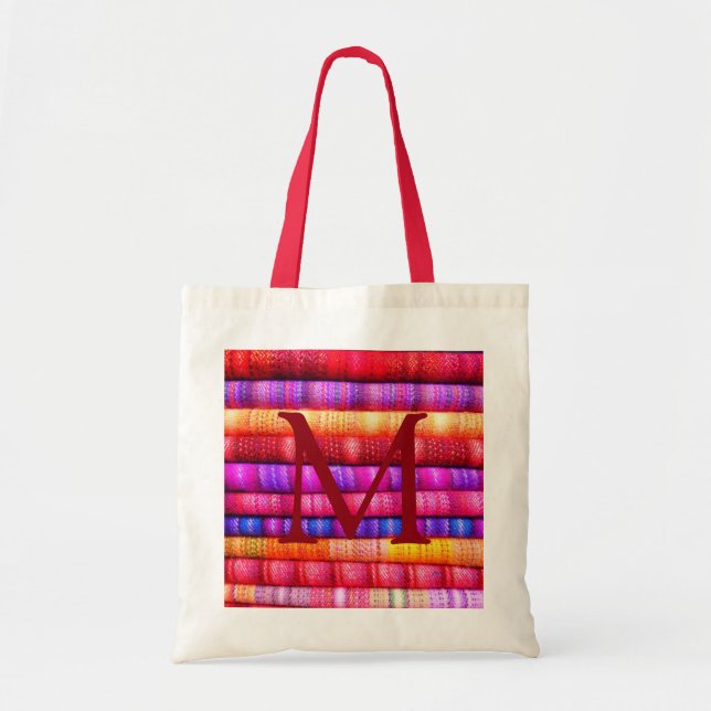 Bolsa Tote Rolos de Tecidos Coloridos (Frente)