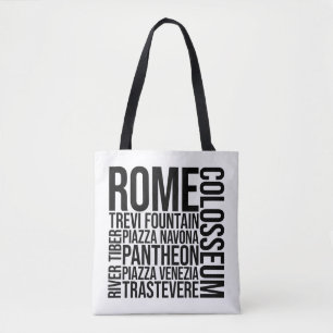 Bolsa Tote Roma, Itália - Tipografia dos Pontos de Referência