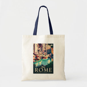 Bolsa Tote Roma Itália Trevi - Fonte de Ilustração Viagem Art