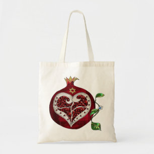 Bolsa Tote Romã Judaica Coração Hanukkah Rosh Hashanah