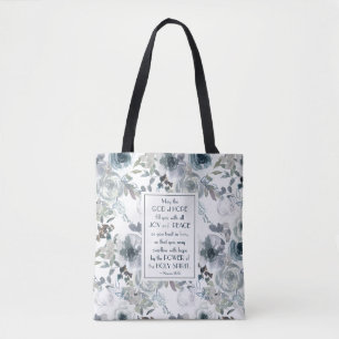 Bolsa Tote Romanos 15:13 Deus da Esperança, Floral