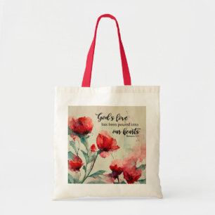 Bolsa Tote Romanos 5:5 Bíblia de amor de Deus Verso Flores Ro