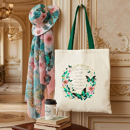 Bolsa Tote Romanos 8:28 Flores e borboletas