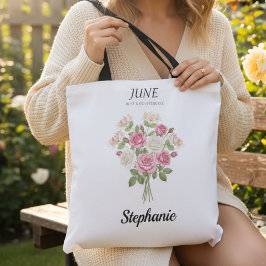 Bolsa Tote Romantic Garden Rose – June Birthday Gift