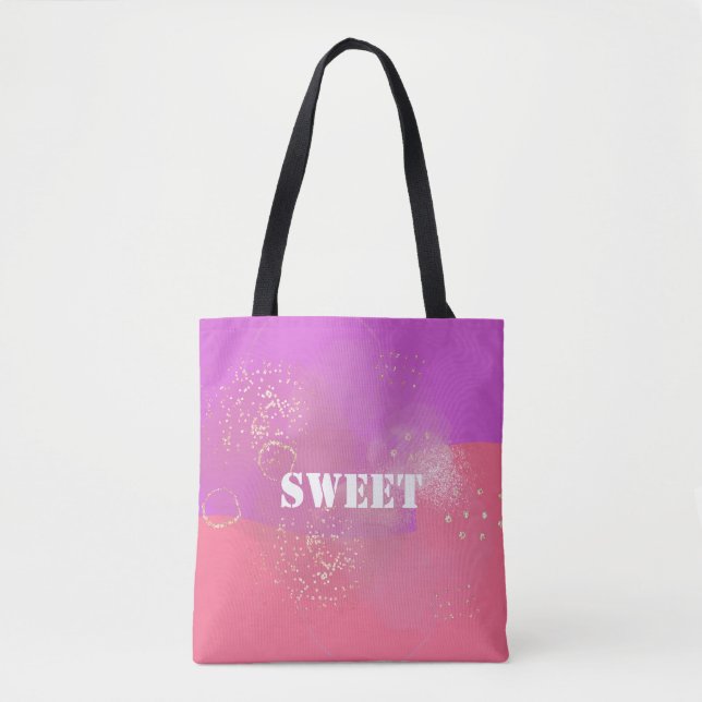 Bolsa Tote Romantic glitter pink art (Frente)