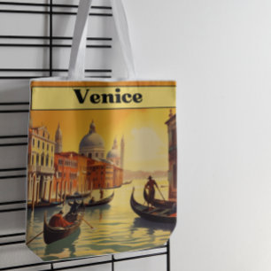 Bolsa Tote Romântica Hora Dourada Veneza Itália Viagem Vintag