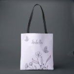 Bolsa Tote Romântico elegante floral lilás<br><div class="desc">Bolsa única e simples com flores lilás românticas e elegantes em fundo roxo claro
PARA MAIS PRODUTOS CORRESPONDENTES,  clique na coleção acima ou entre em contato.</div>