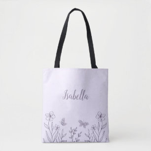 Bolsa Tote Romântico elegante floral lilás 
