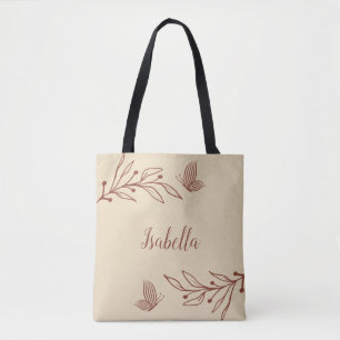 Bolsa Tote Romântico elegante terracota floral