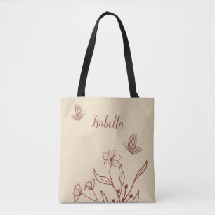 Bolsa Tote Romântico elegante terracota floral