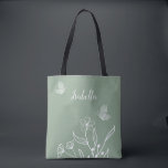Bolsa Tote Romântico elegante verde floral salvia<br><div class="desc">Bolsa única e simples com flores brancas românticas e elegantes em fundo verde salvia
Para mais produtos correspondentes,  clique na coleção acima ou entre em contato comigo.</div>