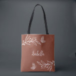 Bolsa Tote Romântico floral terracota elegante<br><div class="desc">Saco tote simples e único com flores brancas românticas e elegantes em fundo de terracota
PARA MAIS PRODUTOS SEMELHANTES clique na coleção acima ou entre em contato.</div>