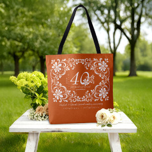 Bolsa Tote Romântico Laranja Queimado 40º Aniversário de Casa