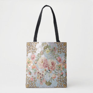 Bolsa Tote Romântico Pastel Florals Blues