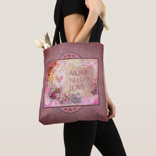Bolsa Tote Romântico Tudo Que Você Precisa É De Amor (Close Up)
