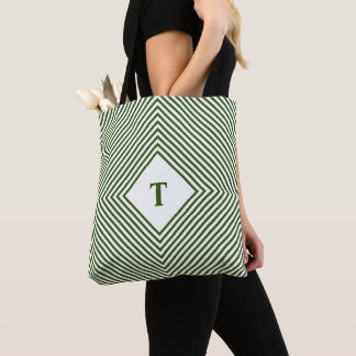 Bolsa Tote Rombos Verdes Radiantes com Monograma Central