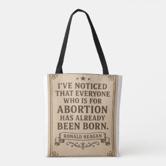 Bolsa Tote Ronald Reagan Abortion Quote