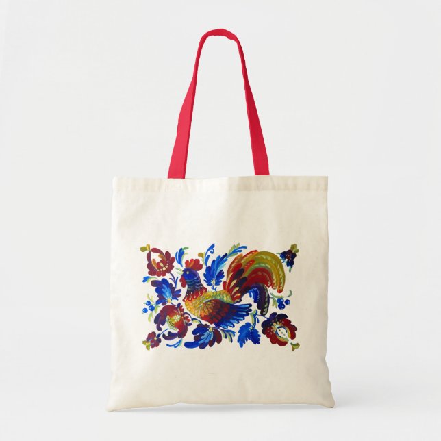 Bolsa Tote Rooster Petrykivka - Arte ucraniana (Frente)