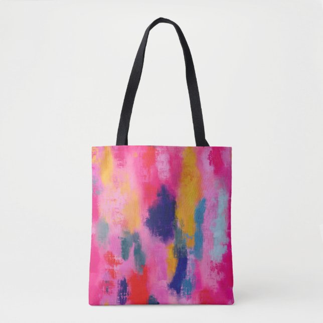 Bolsa Tote Rosa-Abstrato vibrante alegre (Frente)