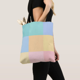 BOLSA TOTE ROSA AZUL AMARELO VERDE PASTEL QUADRADOS & PONTOS