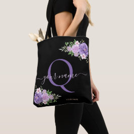 Bolsa Tote rosa azul navy flor, Minimalista Moderno Elegante