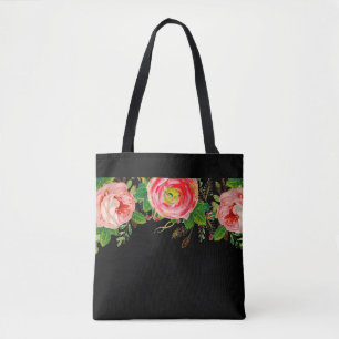 Bolsa Tote Rosa Básico à noite preto
